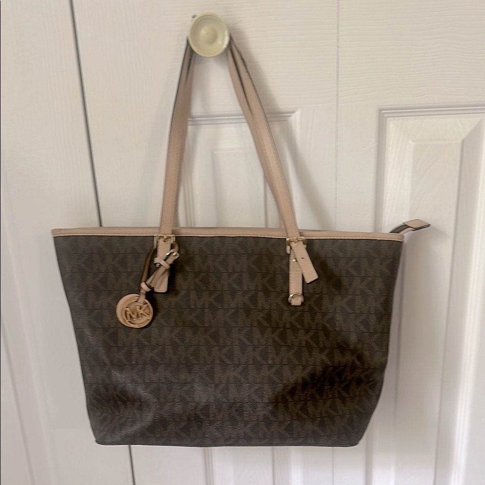 Michael Kors Brown and Tan Signature Tote Bag